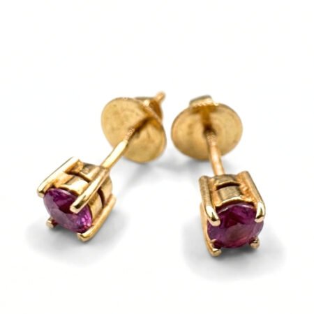 Pink Sapphire Ear Studs in 14K Yellow Gold