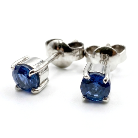 Natural Blue Sapphire Ear Studs