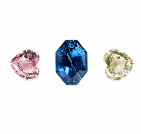 2.51 carats Natural Three Stone Sapphire Set