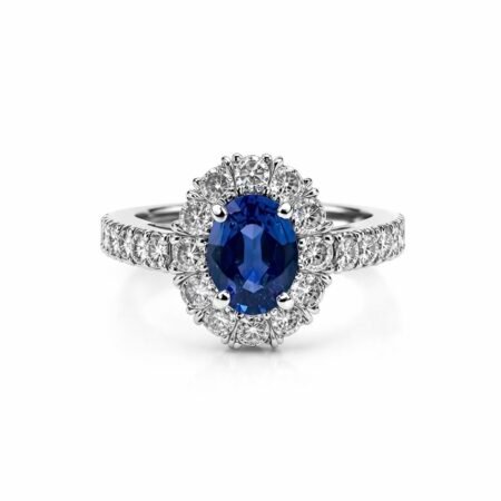 Custom Made Natural Blue Sapphire & Diamond Ring