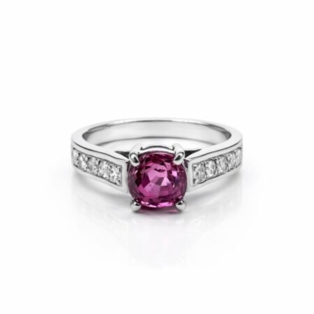 Custom Made Natural Pink Sapphire & Diamond Ring