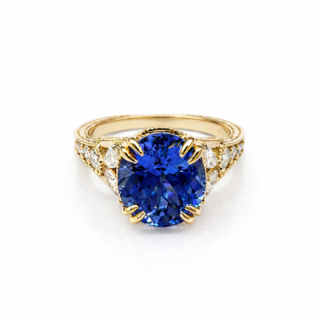 Bespoke Ceylon Natural Blue Sapphire & Diamond Ring