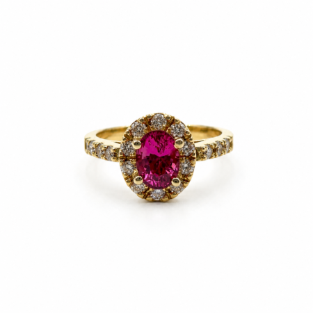 Custom Made Natural Pink Sapphire & Diamond Ring